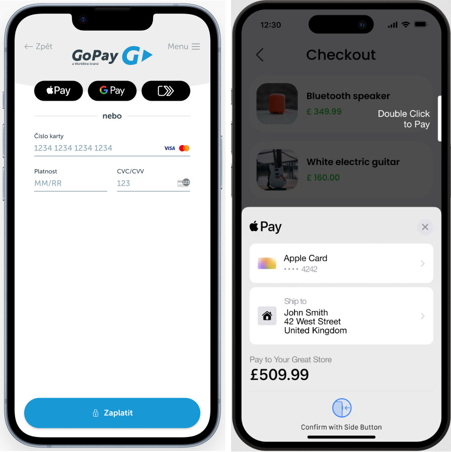 Ukázka využití platby Apple Pay a Google Pay na platební bráně versus implementace přímo na e-shopu