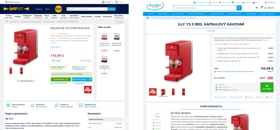 Datart je Nay - ukázka detailu produktu na eshopech